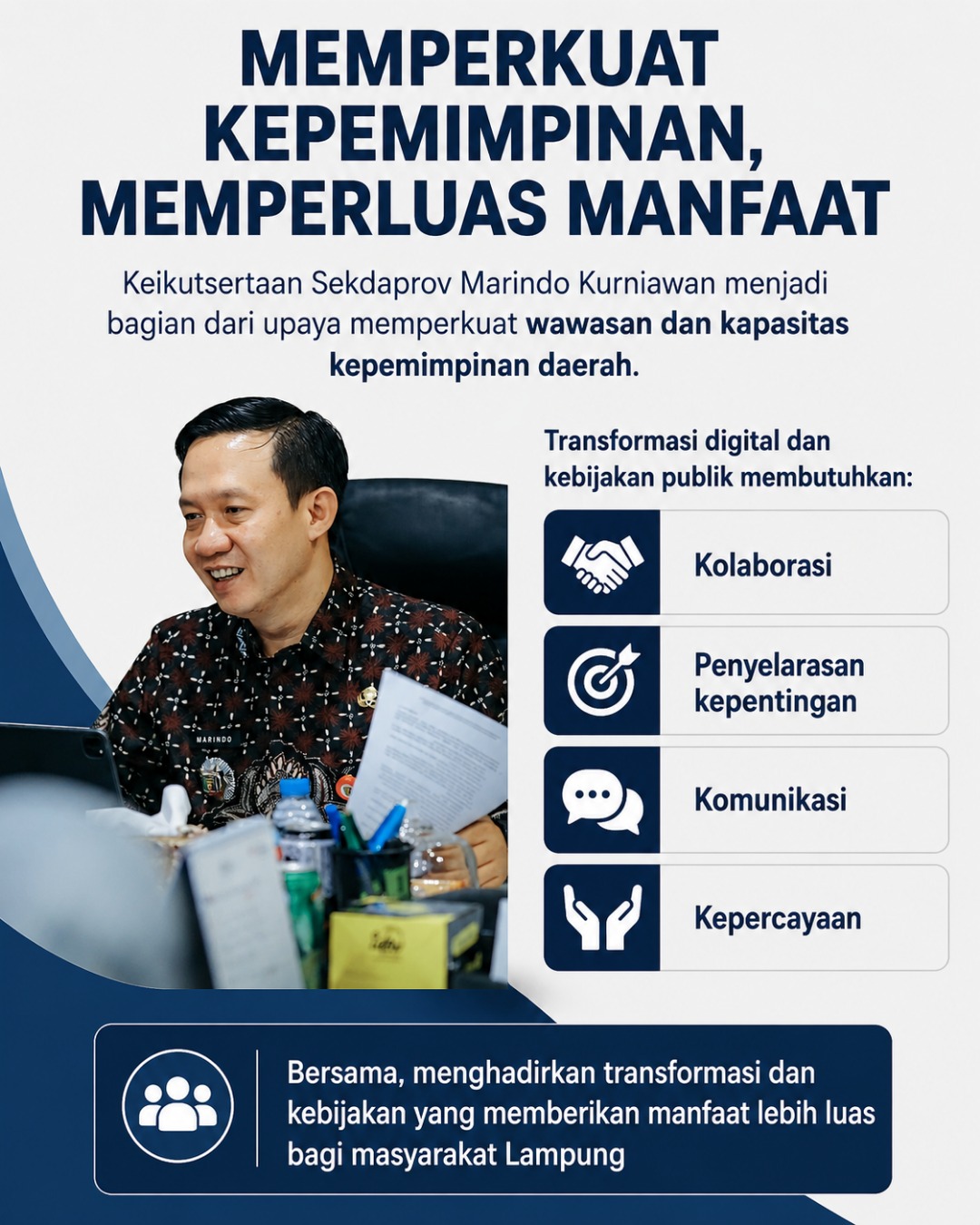 Perkuat Peran Strategis Pimpinan Tinggi, Sekdaprov Marindo Ikuti Pembelajaran Transformasi Digital Nasional